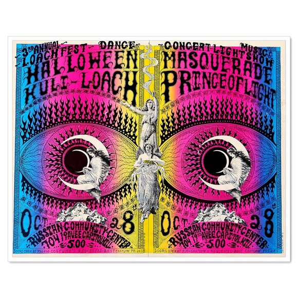 1988 Kuli Loach Fest Poster Greg Albert Seattle Psychedelic Art, Poor Condition - Picture 1 of 5